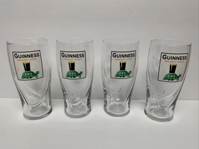 Guinness Pint Drinking (Beer) Ostrich Head Logo/Embossed Harp Glasses Set  of 4