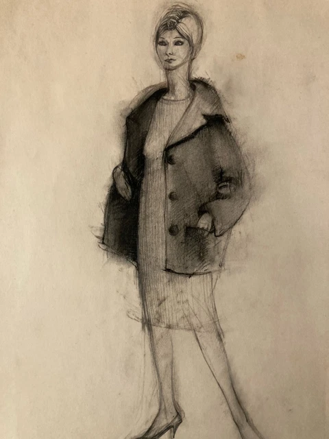 Dessin Ancien Nu Au Crayon - Femme Nue érotique Des Années 1950 - Original à Identifier