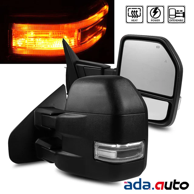 For 2015-2018 Ford F150 8 PIN Power Heated LED Signal Light Towing Mirrors Set