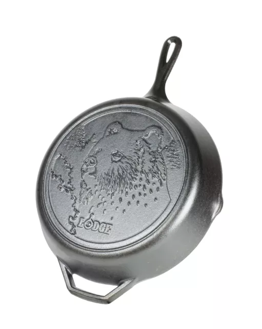 Lodge Cast Iron 12" Seasoned Bear Skillet, Wildlife Series