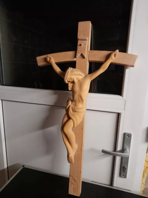 Altes Großes Holzkreuz Jesus Kreuz handgeschnitzt Kruzifix eventuell Linde