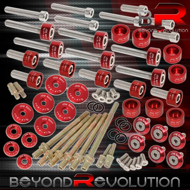 For Honda K-Series Cup/Header/Cam Cap/M6 Fender/Valve Washers+Bolts Red