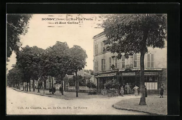 CPA Bondy, Rue de Paris et Rue Galine 1923