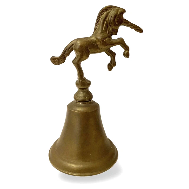 BRASS UNICORN BELL 5.5" Vintage Enchanted Magical Mythological Retro