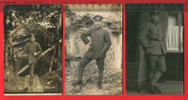 3 x Foto AK 1.WK, Militär, Soldatenfotos, darunter Landsturm-Batl. XI.1 ( 64135