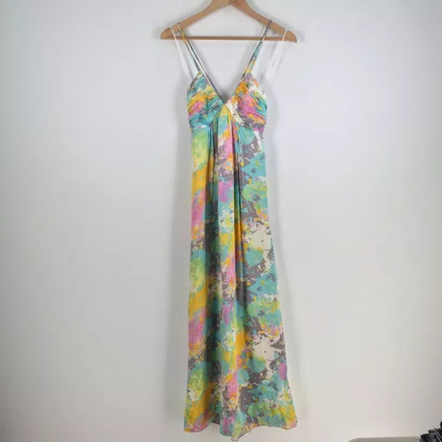 Seduce womens dress size 6 maxi silk formal multicolour splatter zip 064410