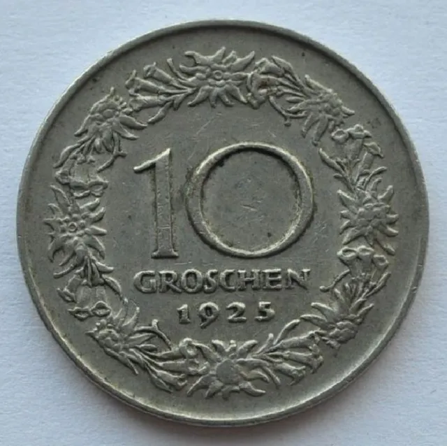 1925 Austria 10 Groschen Coin XF-