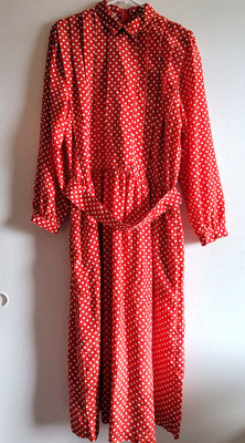 Vintage Talbots Dress Size 8 Red White Polka Dot Long Sleeve Collared Flare EUC