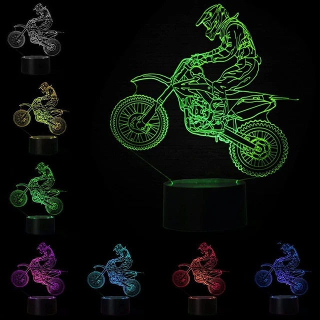 MOTOCROSS DIRT BIKE PERSONLISED 3D LED Night Light 7 Colour Change Room Lamp - Foto 12