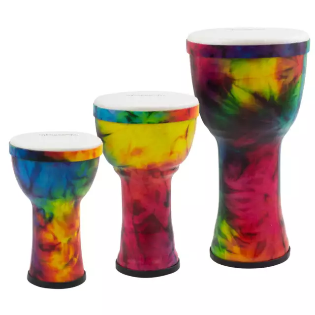 World Rhythm Synthetic Pretuned Djembes - Rainbow, available with 6", 7", and