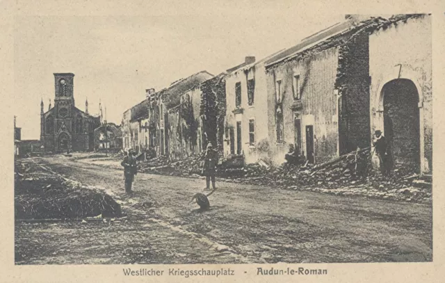54-CPA German / Audun-le-Roman (Meurthe-et-Moselle) / Ruins - Soldiers / Superb