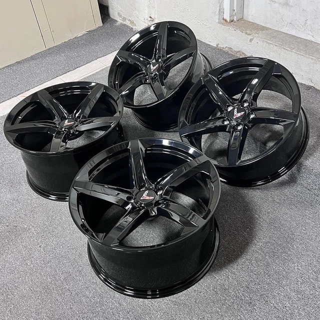 19/20& Z06 STYLE Gloss Black Wheels Rims Fits 20202024 Corvette