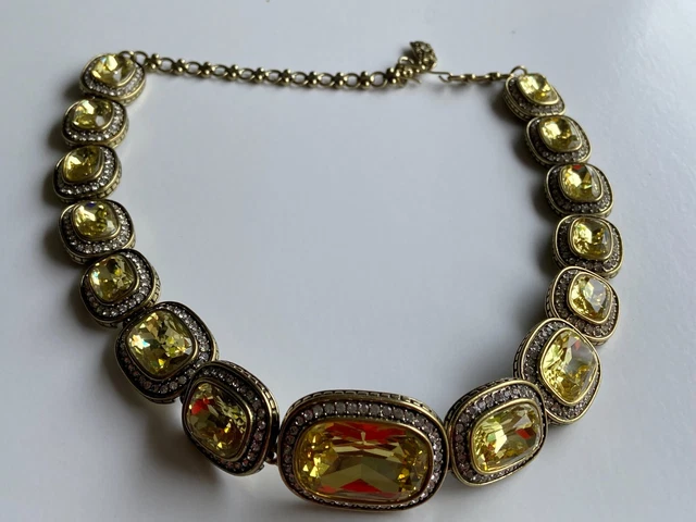 Heidi Daus All Gold Faceted Rhinestone  Necklace,Rare Collectible~Mint Condition