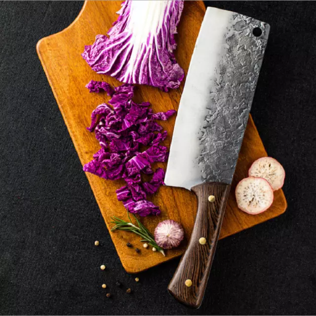 7 In Handmade Forged Knife Carbon Steel Chinese Kitchen Cleaver Chef Knife