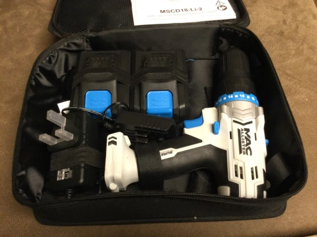 MACALLISTER MSCD18 LI 2 18V 1.5Ah Li Ion Cordless Combi Drill Two Batts Charger 49.00 PicClick UK