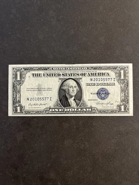 1935E $1 Silver Certificate Uncirculated Unc Fr 1614 Block Ni