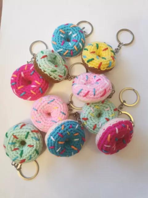 handmade crochet keyring keychain donut amigurumi