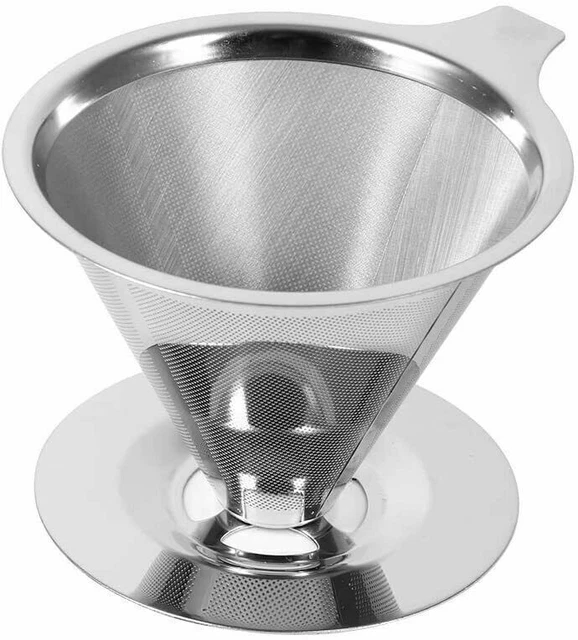 UK - Stainless Steel Coffee Drip Filter Cone Pour Over Dripper Maker Reusable