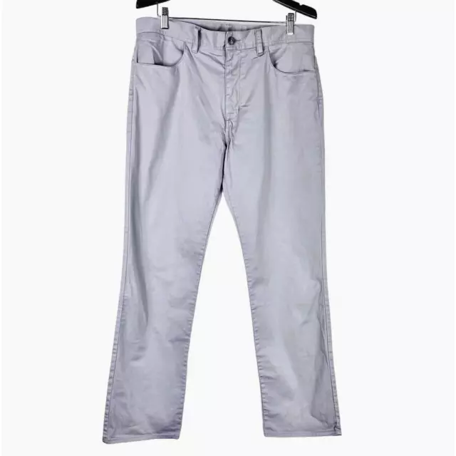 Perry Ellis Size 34x32 Mens Twill Pants 4-Pocket Straight Leg Light Gray