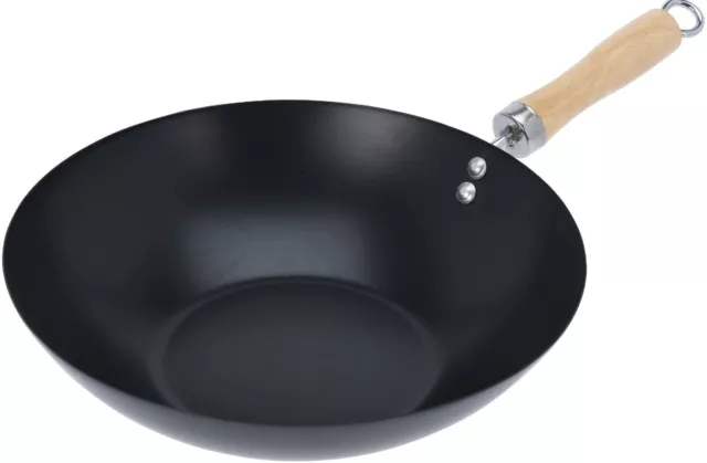 Grande Antiadherente Wok Mezcladores Sartén Woks 30.5cm/30cm Profundo Negro