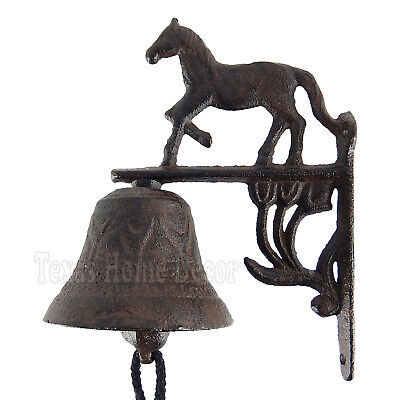 Small Horse Dinner Bell Cast Iron Wall Mounted Antique Style Rustic Western