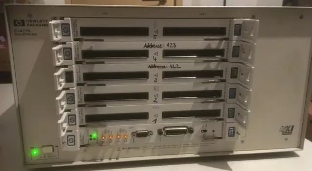 Agilent HP VXI mainframe E1421B 5x 64 canali modulo C E1442A comando M. E1406A