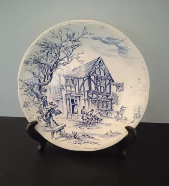 assiette Gien décor bleu paysage départ chasse à courre céramique porcelaine ?