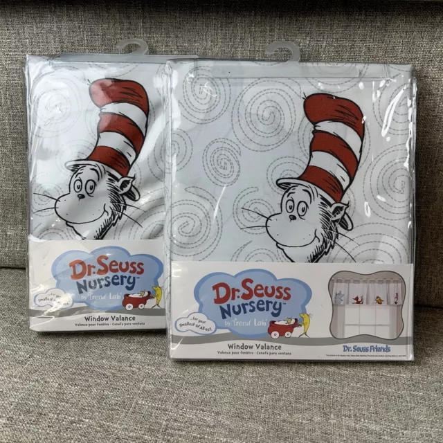 New Pkgs Set of 2 Trend Lab Dr. Seuss Nursery Window Valances Dr. Seuss Friends