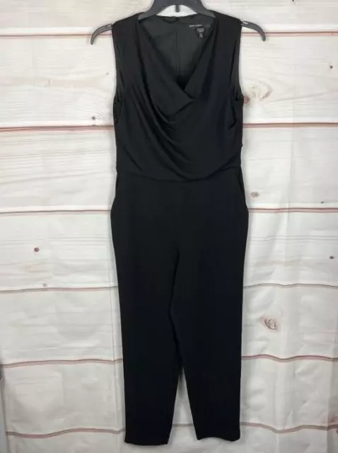 Maggie London Jumpsuit Womens 8 Sleeveless Cowl Neck Crop Black Pockets Stretch