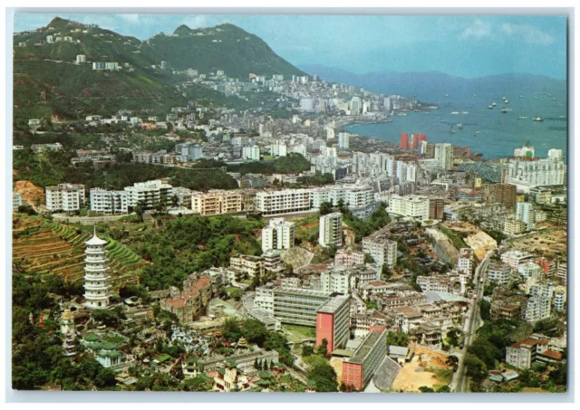 c1950's Tiger Balm Garden Overlooking Towards Victoria City Hong Kong Postcard
