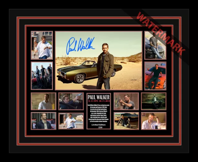 Paul Walker Fast & Furious Actor Ltd Edt 250 Only Signed Framed Memorabilia
