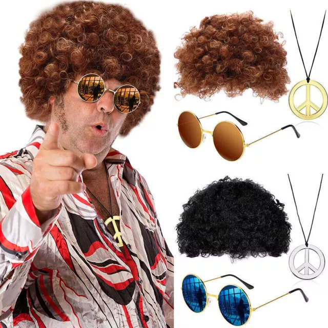 60s 70s Mens Retro Groovy Hippy Hippie Disco Fancy Dress Up Costume Accessories