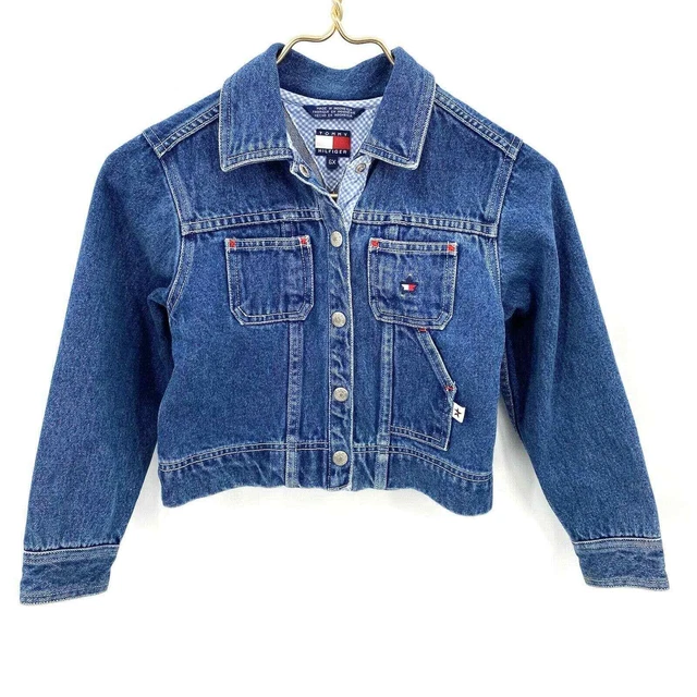 Tommy Hilfiger Girls Size 6X Blue Denim Snap Front Long Sleeve Jean Jacket