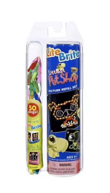 Lite Brite LITTLEST PET SHOP Picture Refill Set 8 Pictures & Bonus 50 Pegs NEW