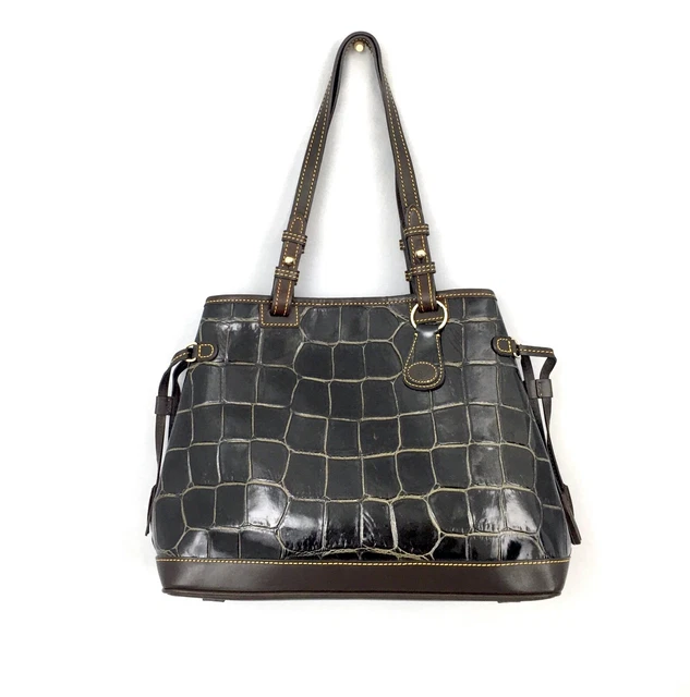 DOONEY & BOURKE Expresso Brown Croc Embossed Leather LARGE Tote, Handbag, Purse