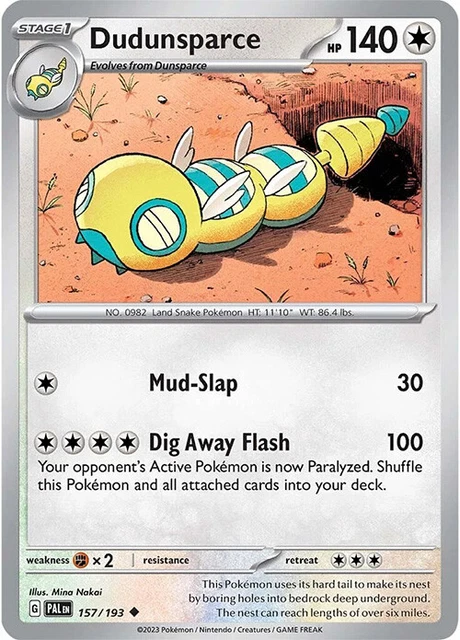 Dudunsparce - 157/193 - Uncommon - Paldea Evolved - Pokemon - Near Mint/Mint
