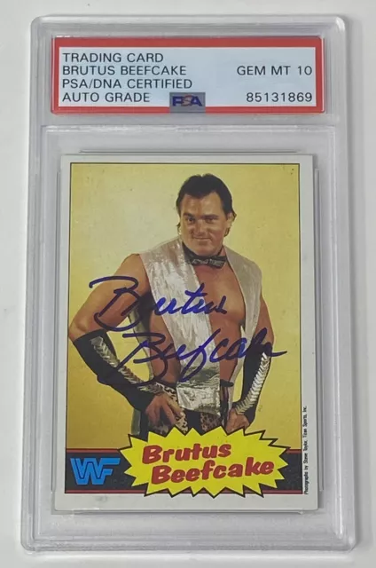 BRUTUS BEEFCAKE Signed 1987 Rookie Card PSA 10 Mint Auto Wrestling Autograph