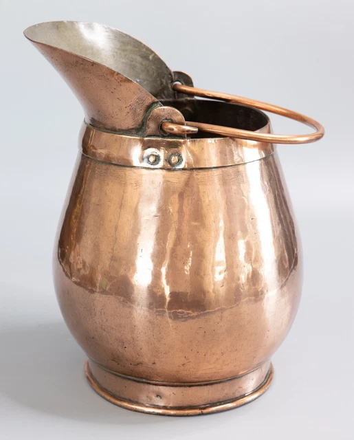 Large Antique Early 19th Century French Hammered Copper Jug Pitcher