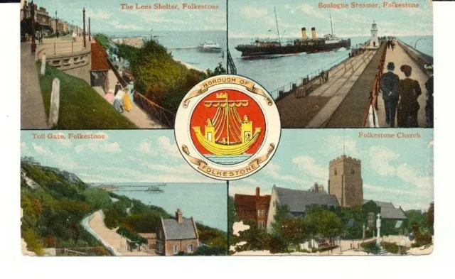 England-Uk- Folkestone. 4 Views On 1 Pc. (None Like This Listed)