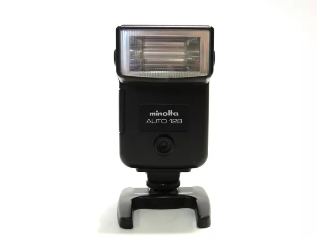 MINOLTA Auto 128 Shoe Mount Flash w/Case for SLR Film Cameras - Tested & Working