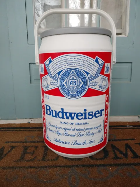 Vintage Budweiser Beer Can Kooler 19” Cooler With Handle And Circular Lid
