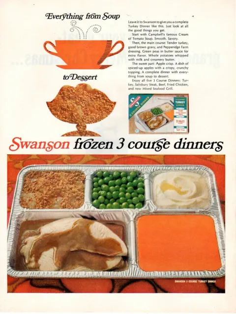Vintage advertising print Food SWANSON Frozen 3 course Dinners Soup to desert 66