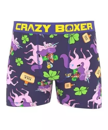 CRAZY BOXER ST. Patty's Beer Leprechaun on Pink Unicorn Purple Boxers Men's  NWT $17.85 - PicClick