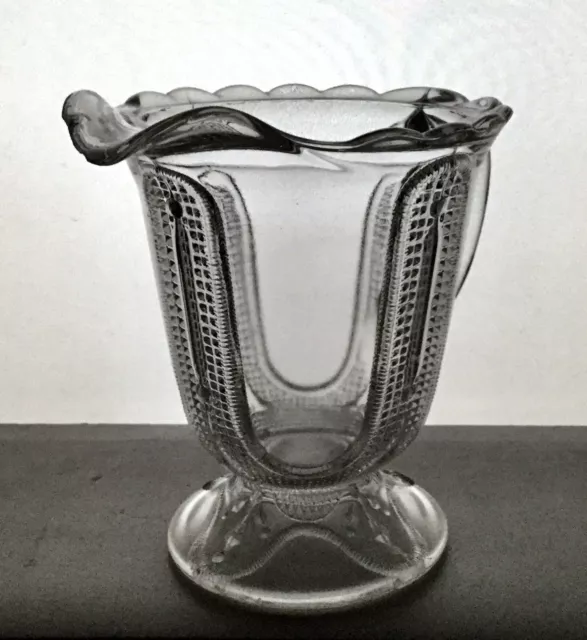 EAPG Antique Adams "CURTAIN TIE BACK" Clear Glass Creamer Cream Pitcher 2