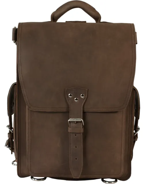 Black Friday Sale ! Mud Brown Crazy Horse Leather Large Backpack / Messenger Bag 3