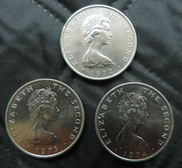 Iom Rare 1972, 1973 & 1974  10P  Isle Of Man  - Ten New Pence Coins Unc