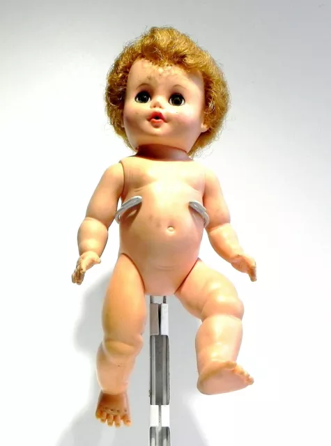 EEGEE Vintage 11" Drink & Wet Baby Doll Rooted Hair No Clothes vG but Untested