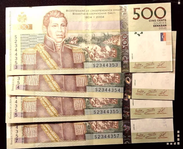 1x 2021  HAITI 500 GOURDES BICENTIENAL   PAPER FORIEGN BANKNOTES INV#B11059