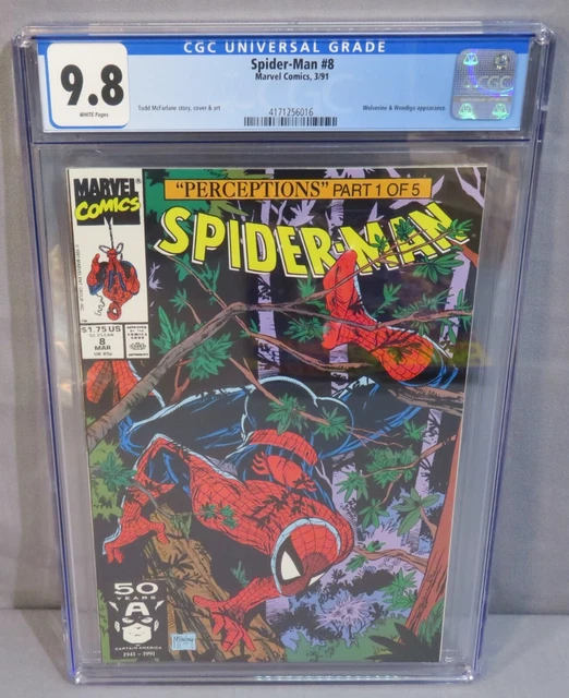 SPIDER-MAN #8 (Wolverine & Wendigo appearance) CGC 9.8 NM/MT Marvel Comics 1991