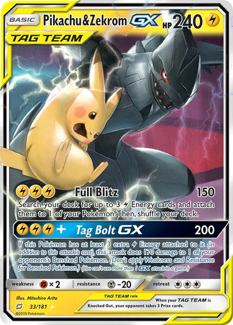 Pokemon Reshiram and Zekrom GX 157/236 Cosmic Eclipse Ultra Rare NM